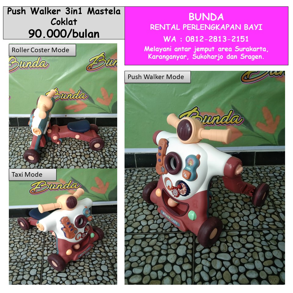 PUSH WALKER 3IN1 ACTIVITY MASTELA COKLAT